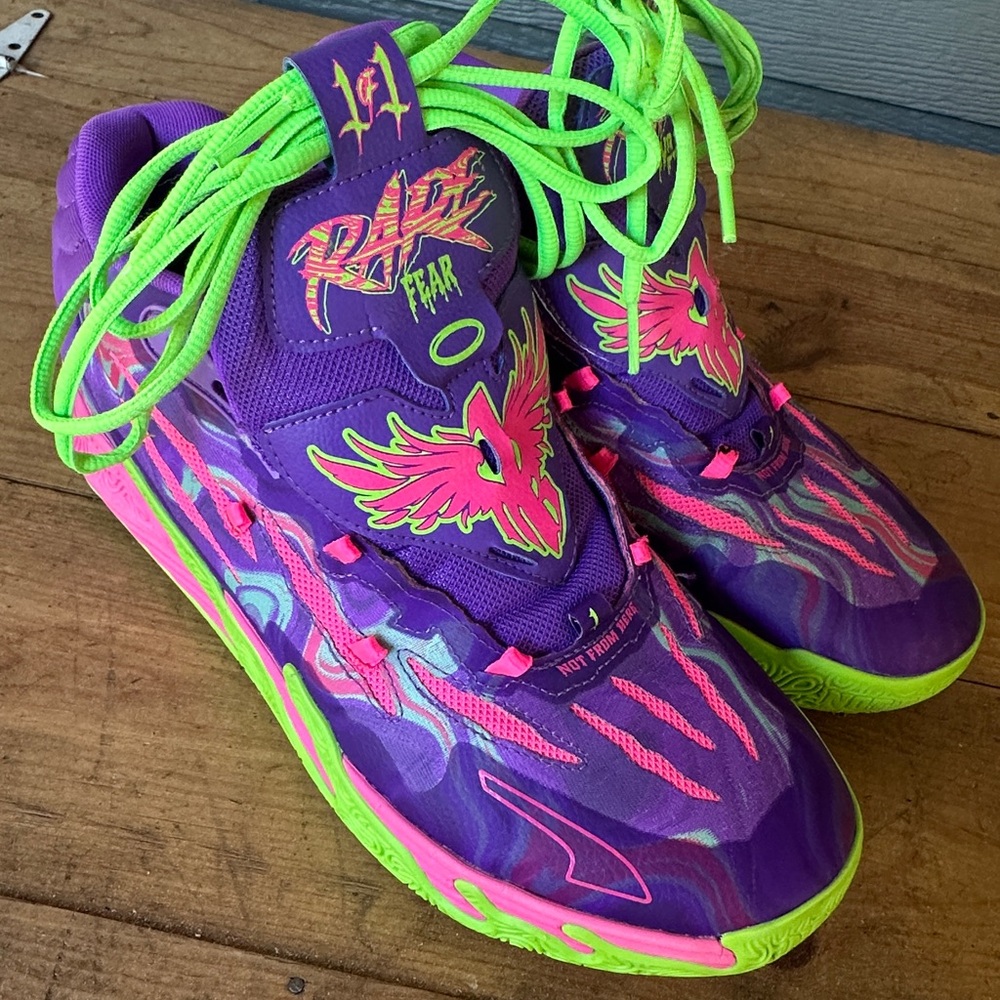Puma  MB.03 Toxic Purple and Neon Green Athletic Shoes